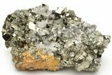 Gleaming, Cubic Pyrite Crystals with Quartz Crystals - Peru #231570-1